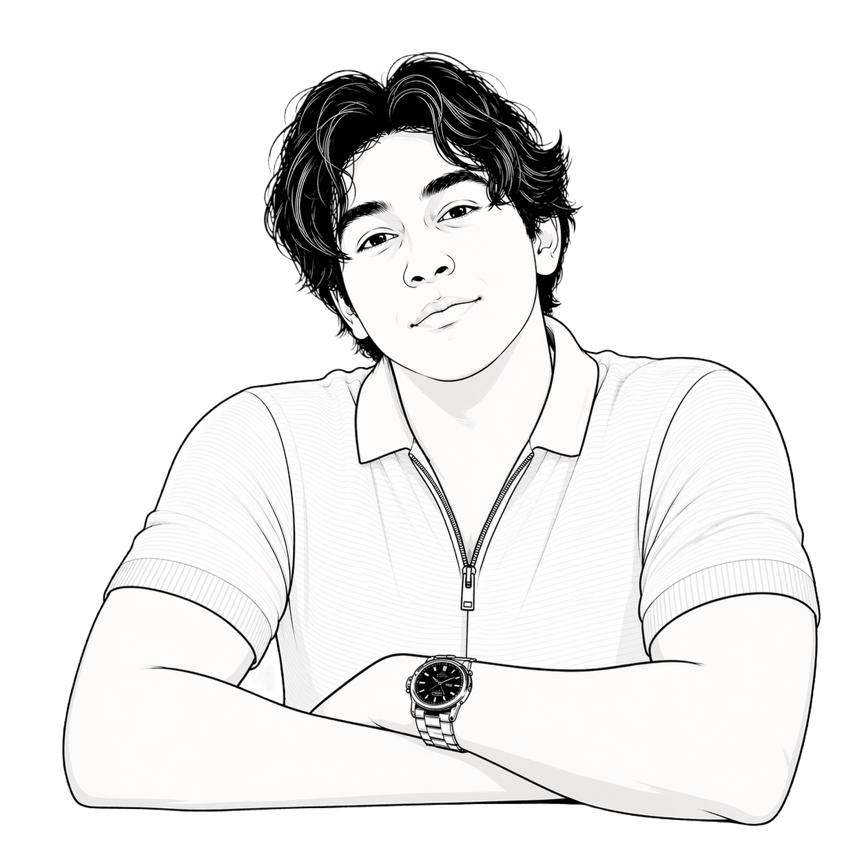 Line-drawn portrait of Sahil Chowdhury